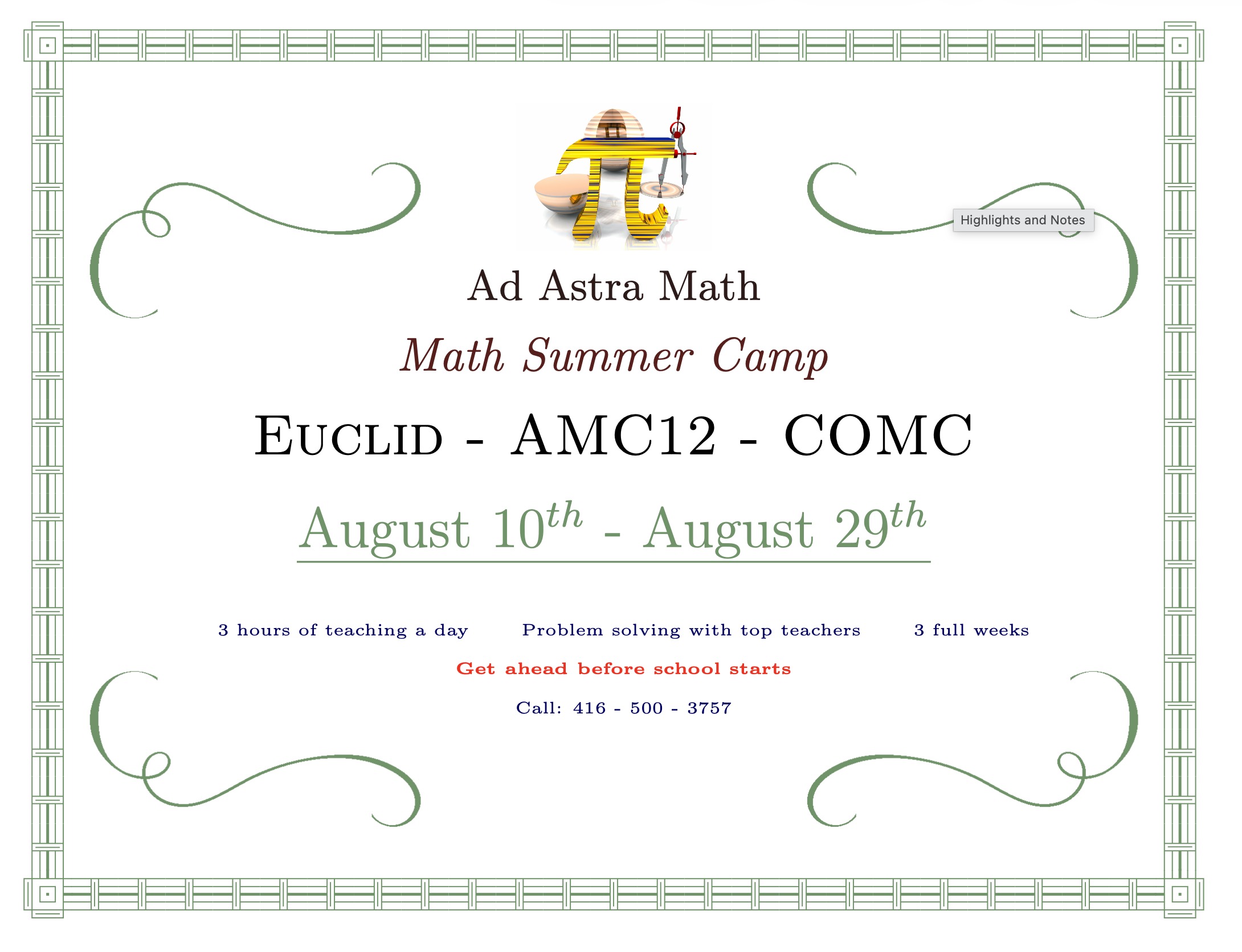 Euclid AMC12 COMC Senior Camp 2026